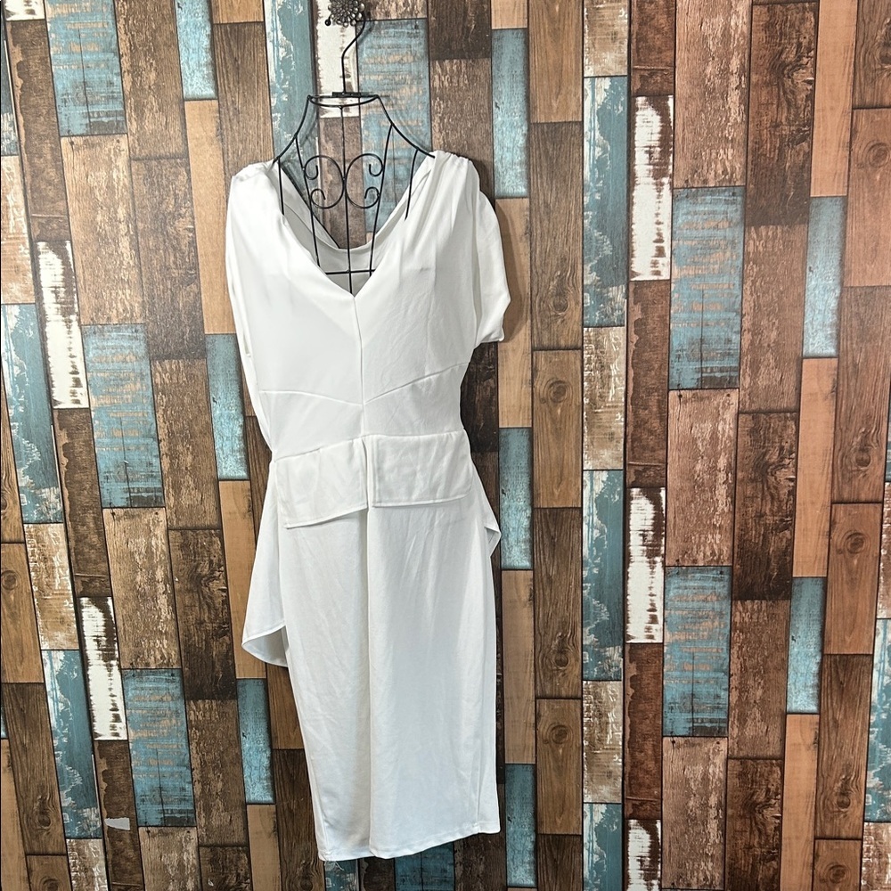Chic Asymmetrical White Dress - Picture 2 of 15